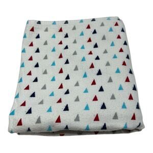 Garanimals Blue Red Gray Triangles Cotton Flannel Receiving Baby Blanket White